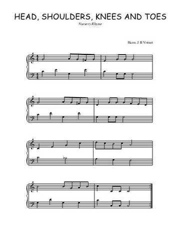 Téléchargez l'arrangement pour piano de la partition de Head, Shoulders, Knees and Toes en PDF